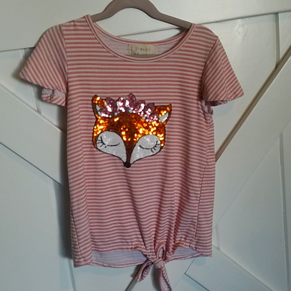 btween Other - Girl's Pink fox shirt